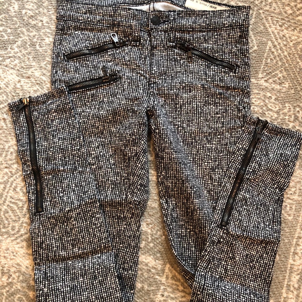 Rag & Bone Skinny Stretch Black and White Jeans